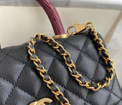 CHANEL 25S COCO HANDLE BAG 23 IN BLACK CAVIAR WITH GOLD HARDWARE