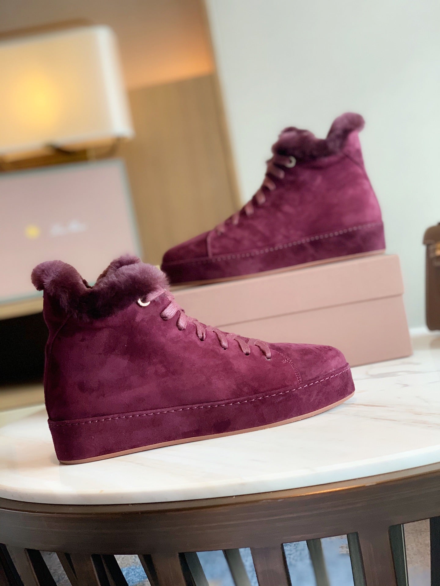 LP WINTER NUAGES HIGH SNEAKERS MULBERRY LAMBSKIN