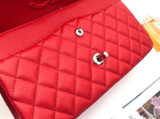 FLAP BAG MEDIUM 25CM RED CAVIAR SILVER HARDWARE