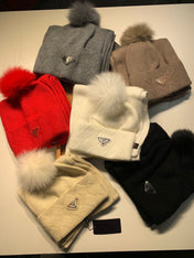 SET SCARF AND HAT IN MEDIUM BROWN WOOL AND RABBIT FUR 416364