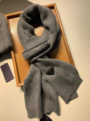 SET SCARF AND HAT IN DOVE GRAY WOOL AND RABBIT FUR 416366