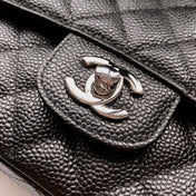 FLAP BAG 25 IN BLACK CAVIAR LEATHER SILVER HARDWARE