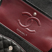 FLAP BAG 25 IN BLACK CAVIAR LEATHER SILVER HARDWARE