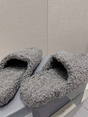 BALENCIAGA 25S MULES IN GRAY WOOL WITH LOGO