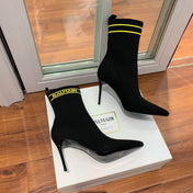 BALMAIN 26S BOOTS 105 MM IN BLACK FLYKNIT STYLE 14