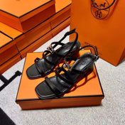 MID - SANDAL BLACK CALFSKIN