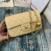 CHANEL 26S FLAP BAG 20 IN LIGHT YELLOW BEIGE LAMBSKIN