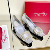BELLE VIVIER PUMPS IN PLATINUM SILK