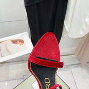 TOM FORD 26S GOLD BUCKLE HEELS 105 MM IN RED VELVET