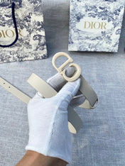 DIOR 26S BELT 20 MM IN CREAM WHITE CALFSKIN 673573