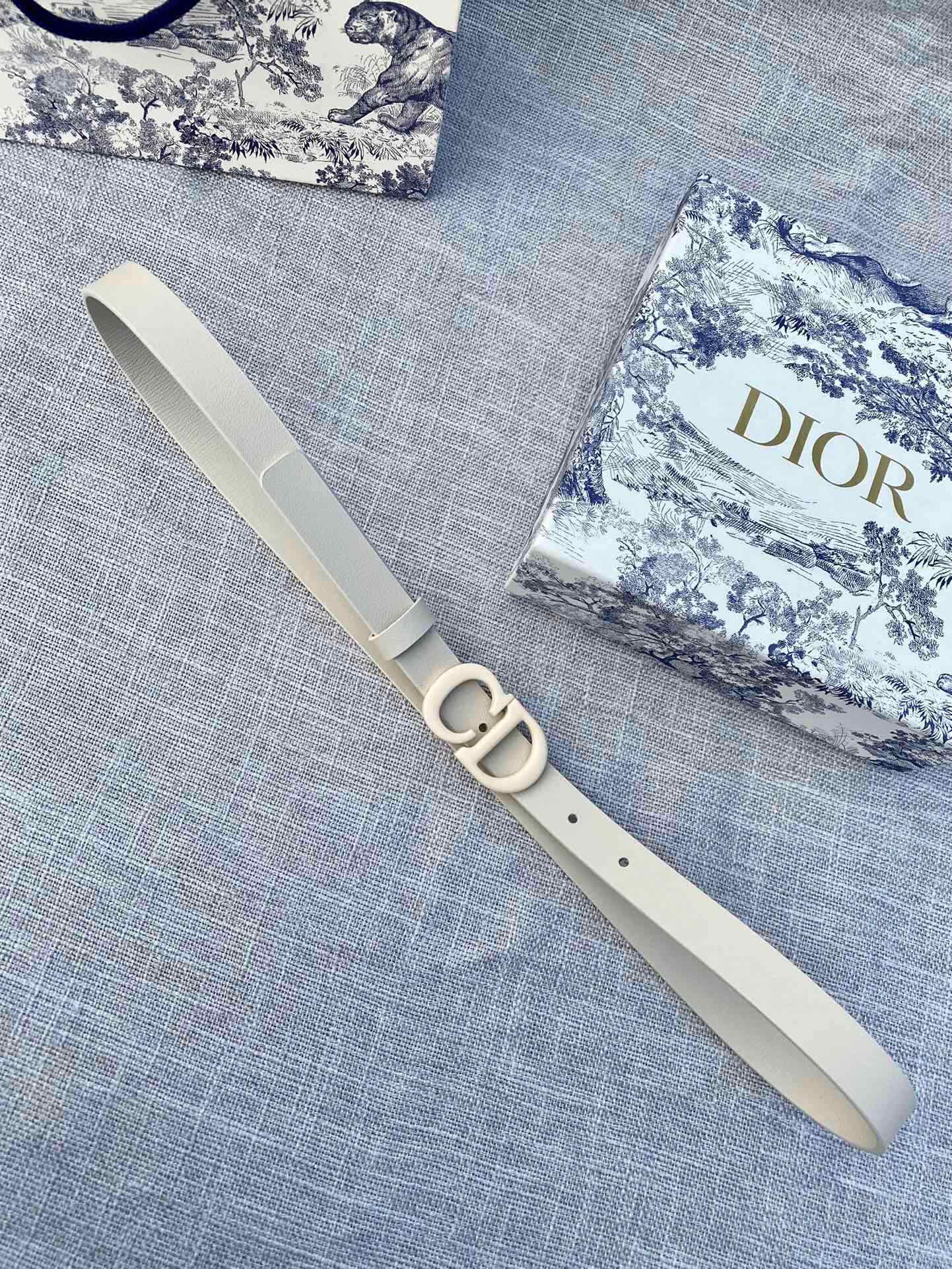 DIOR 26S BELT 20 MM IN CREAM WHITE CALFSKIN 673573