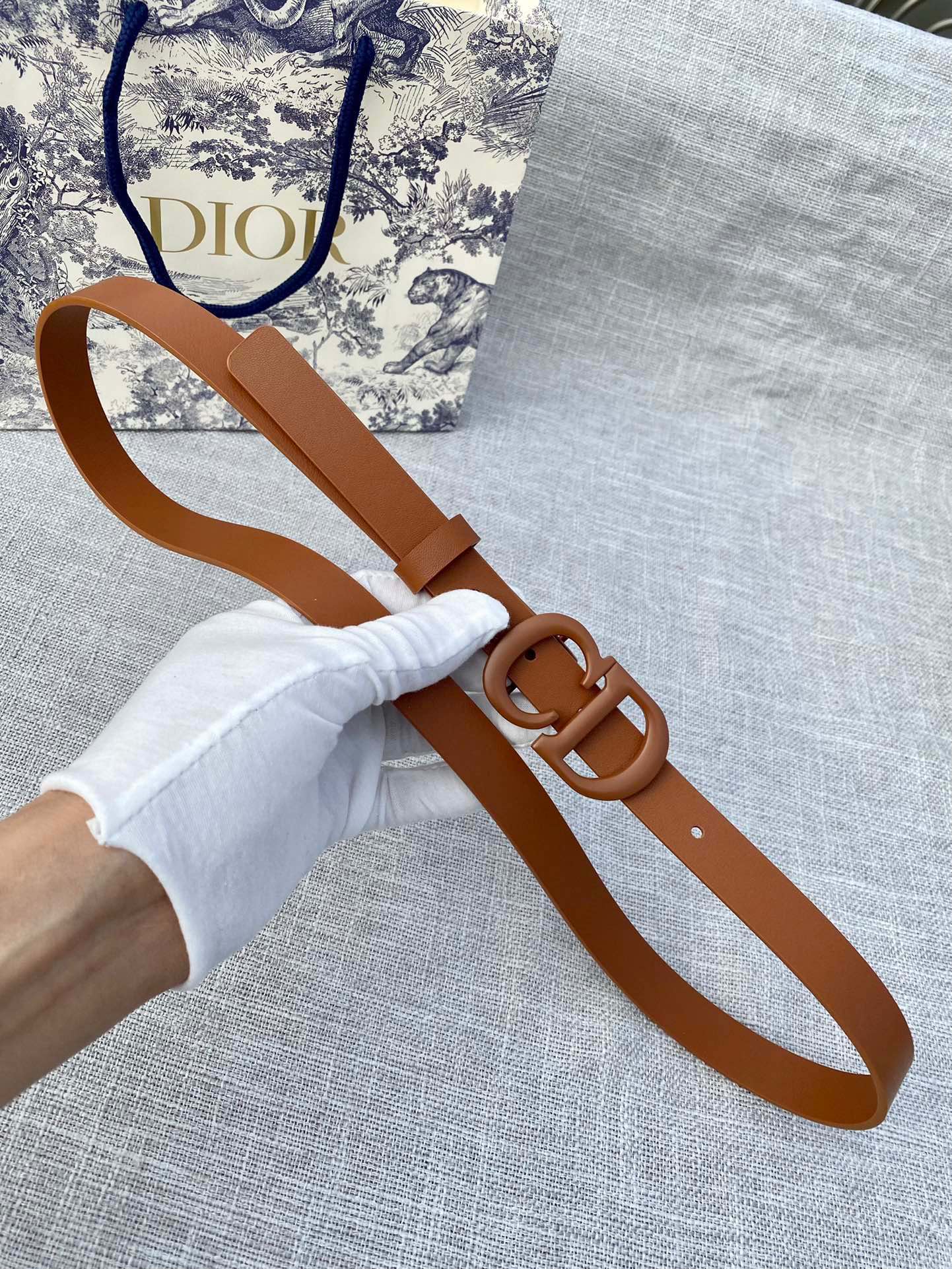 DIOR 26S BELT 20 MM IN BROWN CALFSKIN 673575