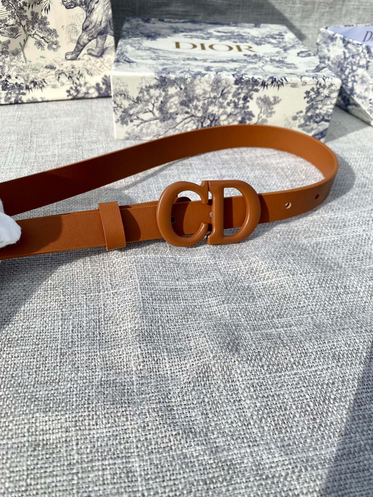DIOR 26S BELT 20 MM IN BROWN CALFSKIN 673575