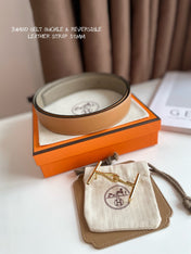 JUMBO BELT GOLD BUCKLE & REVERSIBLE CAMEL BROWN AND ORANGE LEATHER STRAP 32MM