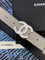 CHANEL 25S BELT 30 MM IN GREY CALFSKIN WITH SILVER HARDWARE 615093