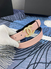 CHANEL 25S BELT 30 MM IN LIGHT PINK CALFSKIN WITH GOLD HARDWARE 615095