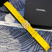 CHANEL 25S BELT 30 MM IN YELLOW CALFSKIN WITH GOLD HARDWARE 615096