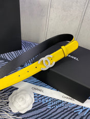 CHANEL 25S BELT 30 MM IN YELLOW CALFSKIN WITH SILVER HARDWARE 615096