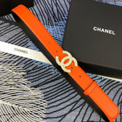 CHANEL 25S BELT 30 MM IN ORANGE CALFSKIN WITH GOLD HARDWARE 615097