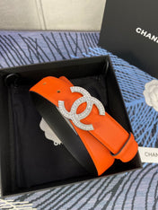 CHANEL 25S BELT 30 MM IN ORANGE CALFSKIN WITH GOLD HARDWARE 615097