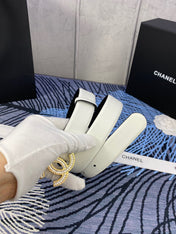 CHANEL 25S BELT 30 MM IN WHITE CALFSKIN WITH GOLD HARDWARE 615098