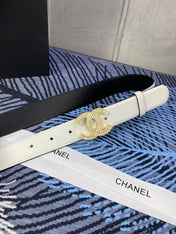 CHANEL 25S BELT 30 MM IN WHITE CALFSKIN WITH GOLD HARDWARE 615098