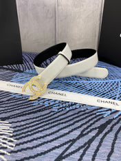 CHANEL 25S BELT 30 MM IN WHITE CALFSKIN WITH GOLD HARDWARE 615098