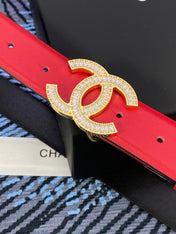 CHANEL 25S BELT 30 MM IN RED CALFSKIN WITH GOLD HARDWARE 615099