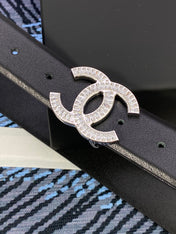 CHANEL 25S BELT 30 MM IN BLACK CALFSKIN WITH SILVER HARDWARE 615100