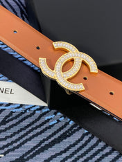 CHANEL 25S BELT 30 MM IN BROWN CALFSKIN WITH GOLD HARDWARE 615101