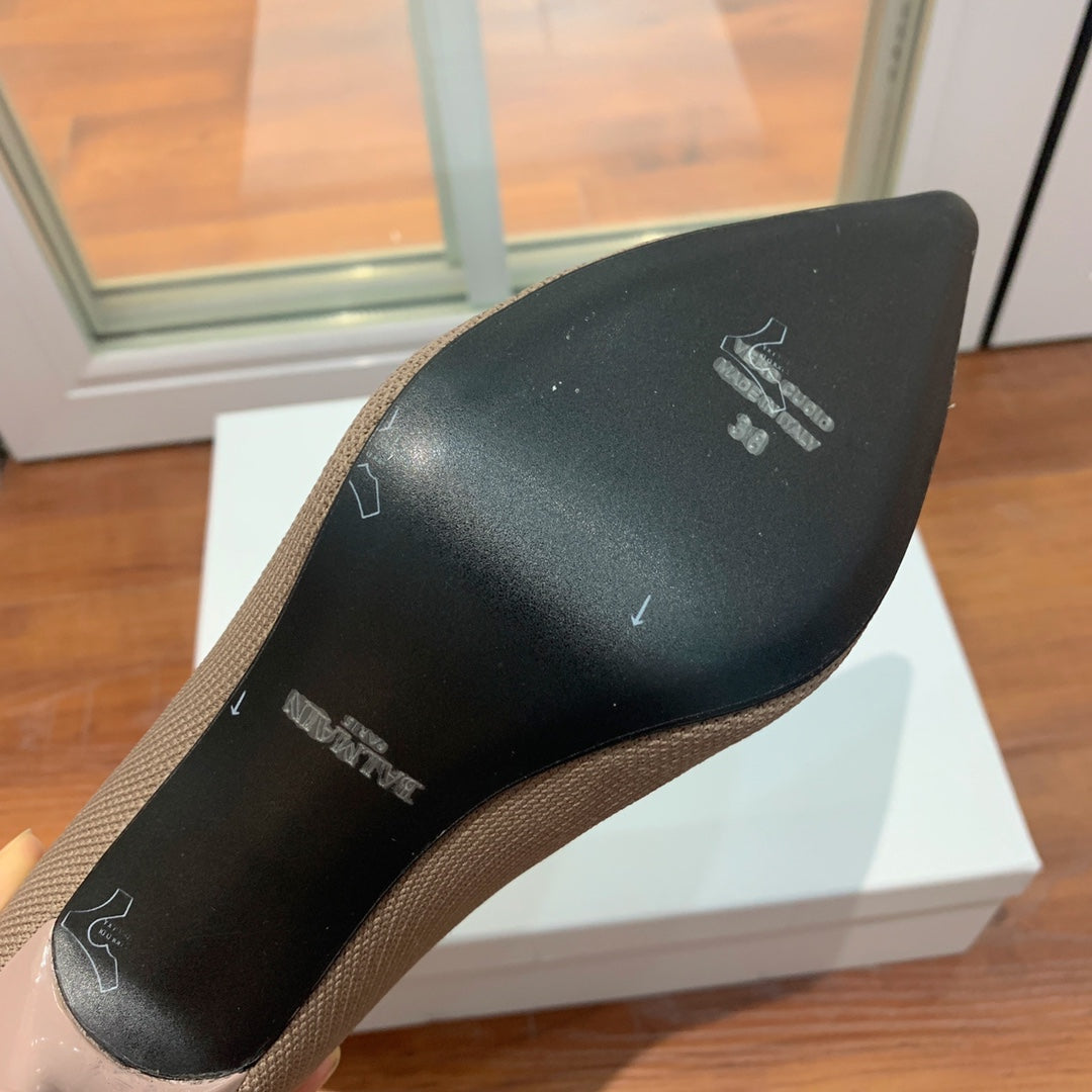 BALMAIN 26S BOOTS 105 MM IN TAUPE BROWN FLYKNIT STYLE 17