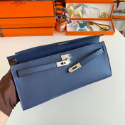 KELLY CUT 31 IN CLASSIC BLUE CALFSKIN WITH SILVER HARDWARE