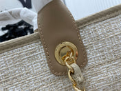 CC DEAUVILLE LARGE 38 TOTE BAG IN BEIGE CANVAS GOLD HARDWARE