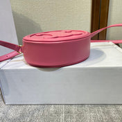 OVAL PURSE BAG 20 IN ROUGE PINK CALFSKIN
