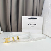 Medium Triomphe Belt 25mm White Calfskin Gold Loop Ghw