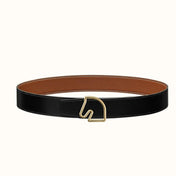 BOUCLE BELT BUCKLE & REVERSIBLE GINGER ORANGE AND BLACK LEATHER STRAP 38MM GOLD HARDWARE