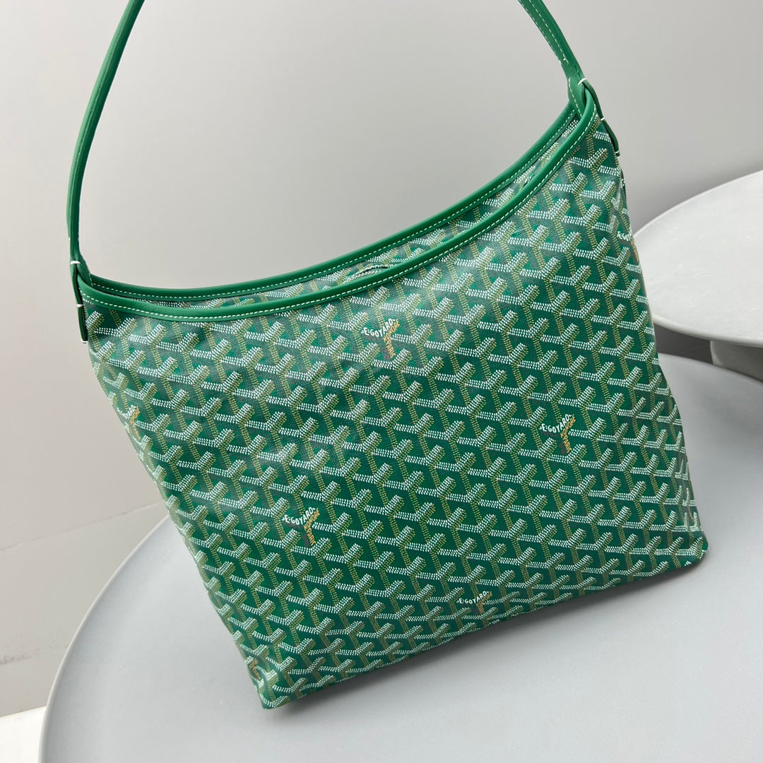 HOBO BOHÈME 34 IN GREEN GOYARDINE CANVAS AND CALFSKIN