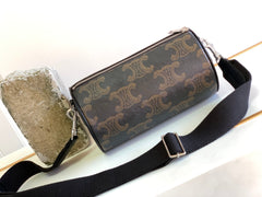 CYLINDRICAL 22  BAG BLACK BROWN COWHIDE