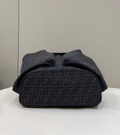 FENDI STRIKE LARGE 46 FF BLACK JACQUARD FABRIC BACKPACK
