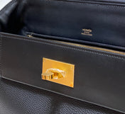 MINI 24/24 29CM IN BLACK EVERCOLOR CALFSKIN GOLD KELLY BUCKLE