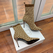 BALMAIN 26S BOOTS 105 MM IN BROWN AND BEIGE FLYKNIT STYLE 10
