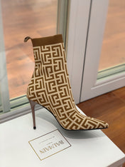 BALMAIN 26S BOOTS 105 MM IN BROWN AND BEIGE FLYKNIT STYLE 10