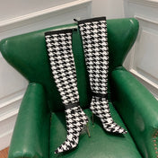 BALMAIN 26S HIGH-TOP BOOTS 105 MM IN BLACK AND WHITE FLYKNIT STYLE 3