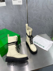 LUG LACE-UP BOOT IN BEIGE CREAM CALFSKIN 7 CM