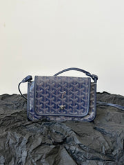 PLUMET POCKET WALLET 20 IN NAVY BLUE GOYARDINE CANVAS AND LAMBSKIN TRIM