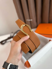 LUCK BELT BUCKLE & REVERSIBLE GINGER ORANGE LEATHER STRAP 38MM GOLDEN HARDWARE