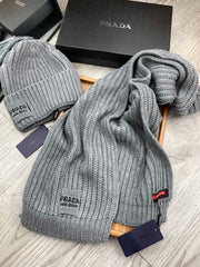 SET SCARF AND HAT IN DOVE GRAY WOOL AND RABBIT FUR 388993