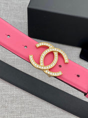 CHANEL 26S BELT 30 MM IN PINK CALFSKIN WITH GOLD HARDWARE 661514