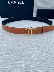 CC 26S BELT 30 MM IN CAMEL BROWN CALFSKIN GOLD HARDWARE 661515