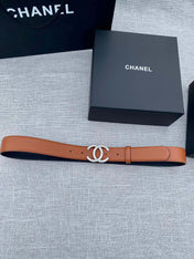 CC 26S BELT 30 MM IN CAMEL BROWN CALFSKIN SILVER HARDWARE 661515